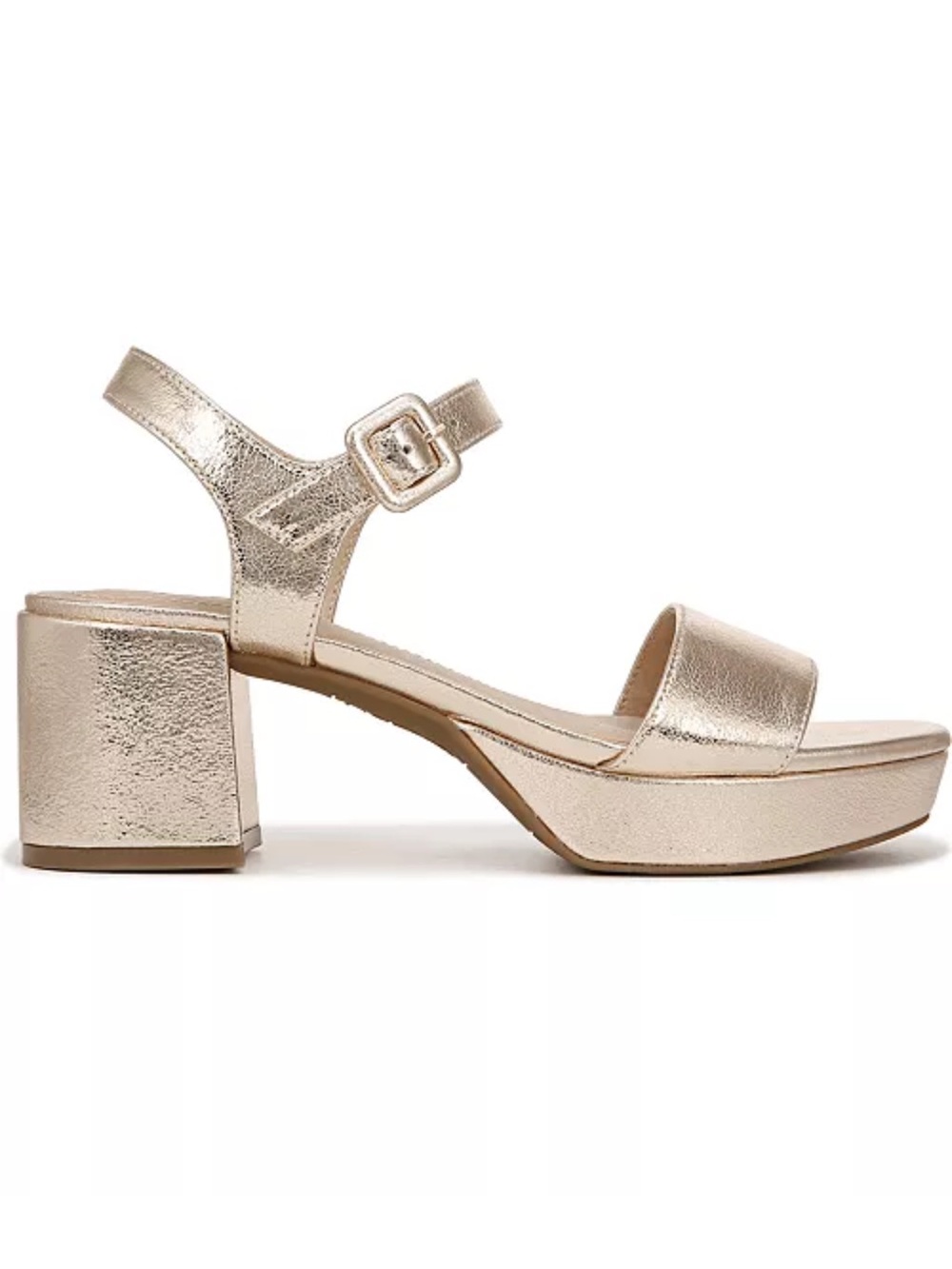 Life Stride Rythmn Metallic Block Heel Sandal - Gold Women's Dress 9.5W Wide - Picture 3 of 10